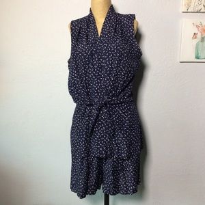 Francine Browner Womens Blue White Sleeveless Top & Short Set Sz Top S bottom7/8